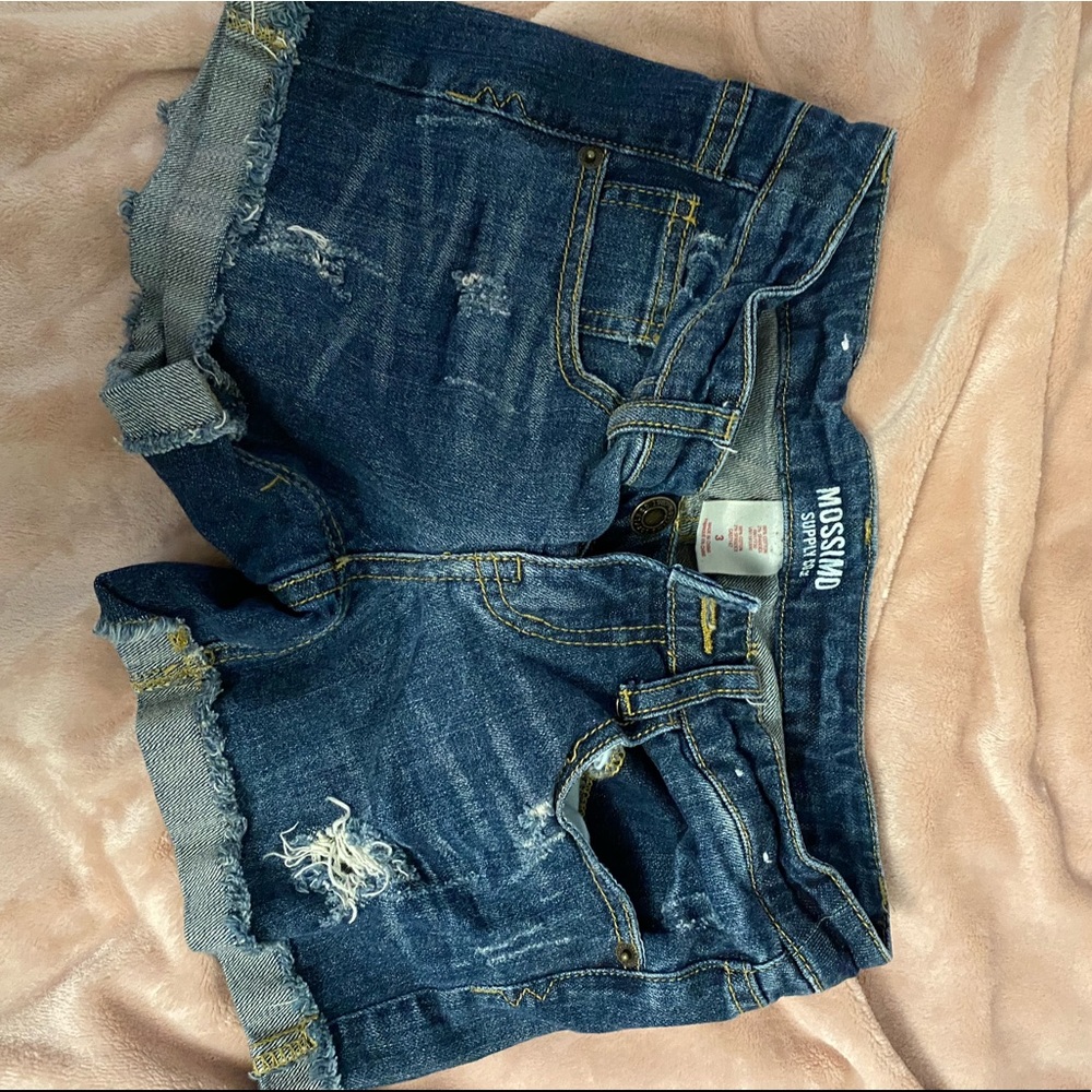 Mossimo dark blue ripped jean shorts